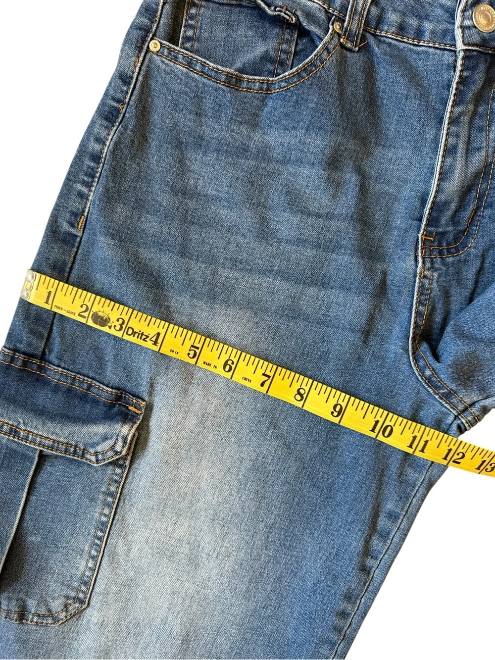 Wax Jean Wide Leg Cargo Jeans High Rise 5 27 Y2K Dark Blue Fade Streetwear